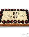 Large Black Forest Cake with chocolate ganache and cherries on top. Goldies Bake Shop Birthday Cakes.