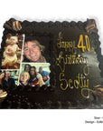 Personalised birthday cake with photos and 'Happy 40th Birthday Scotty' text