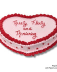 Large single height love heart birthday cake for 30th birthday. Pink and red icing