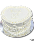 White love heart birthday cake with white vintage piping for 22nd birthday