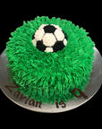 Soccer Cake Grass Effect Icing and Soccer Ball Gold Coast Bakery Cakes Made to Order Birthday