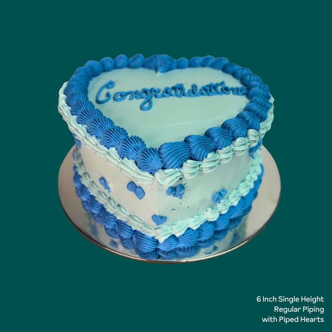 6 Inch Love Heart Cake with Regular Piping &amp; Pipped Hearts Gold Coast Cakes