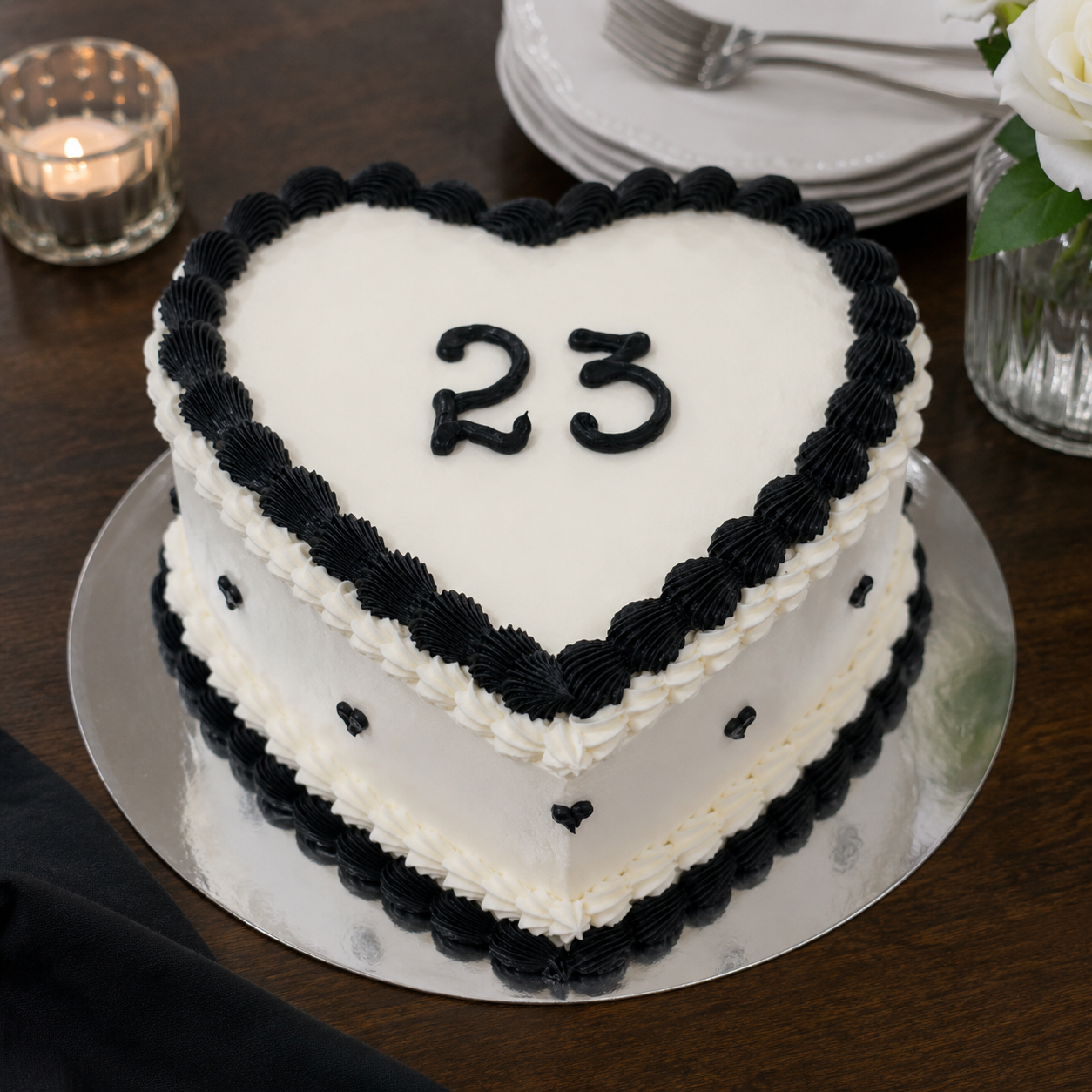 Gold Coast Birthday Cakes Love Heart Cakes Black and White
