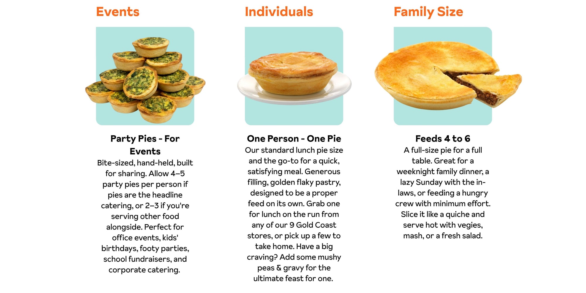Goldies Bake Shop Serving Size for Pies & Savouries