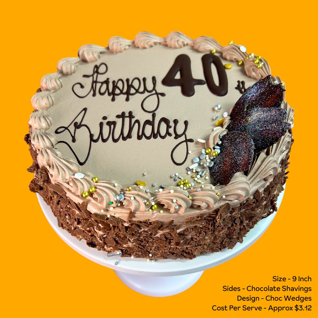 Sponge Cake 9 Inch Choc Shaving Sides Choc Wedge Design