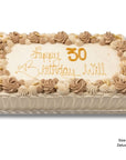 1/4 Tray Birthday Slab cake with happy birthday message and deluxe chocolate and cream piping