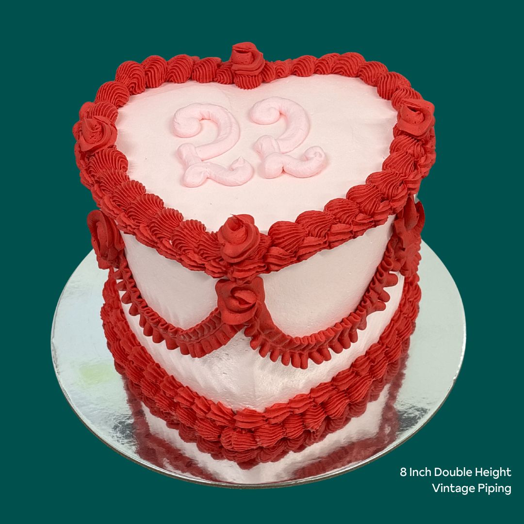 Love Heart Cake 2 x Height  Inch Vintage Piping Made to Order Cakes Gold Coast