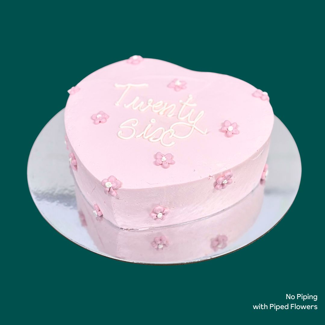 Love Heart Shaped Birthday Cake with No Piping &amp; Flower Design Gold Coast Made to Order