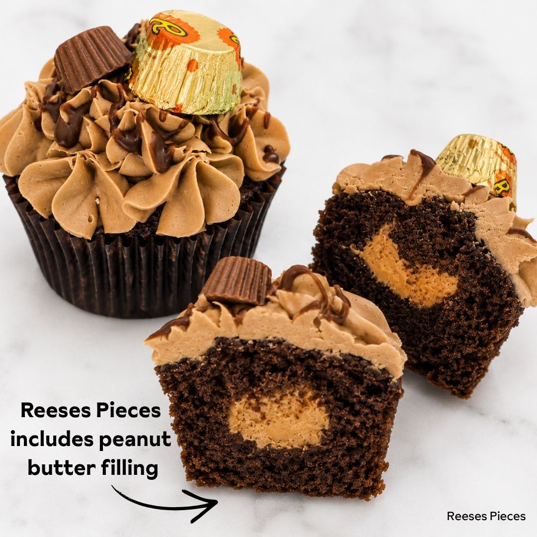 Peanut butter cupcakes Reeses Pieces Gold Coast Bakery