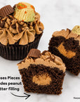 Reeses pieces cupcakes with peanut butter filling and chocolate mud flavour