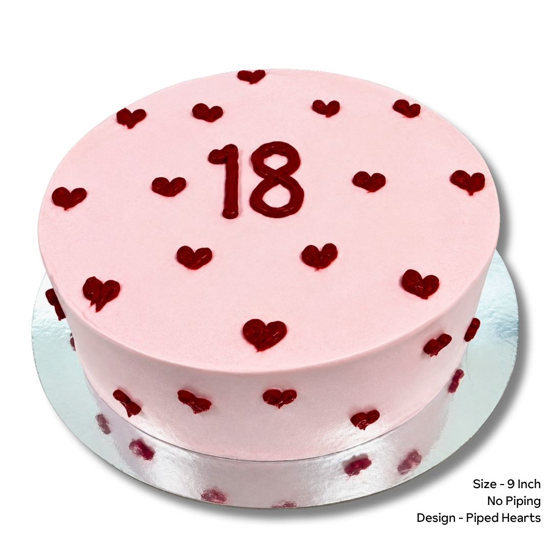 Gold Coast Birthday Cake Piped Love Hearts Pink and Red